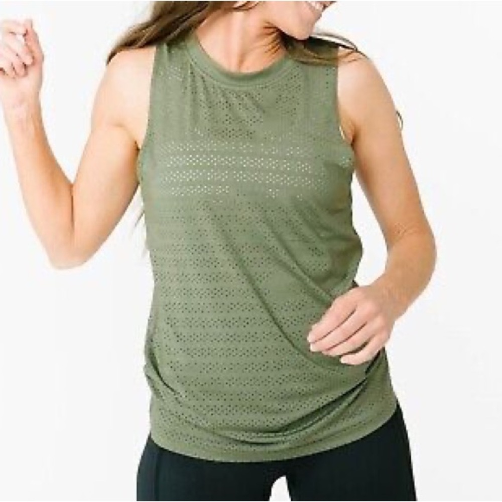 Zyia Active | Olive Green Perforated Chill Muscle Active Tank